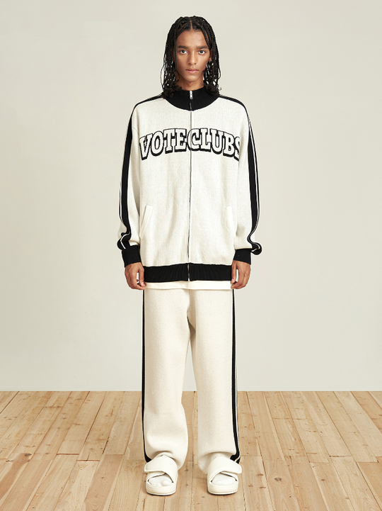 VOTE Clubs Zipper Knit Sweater