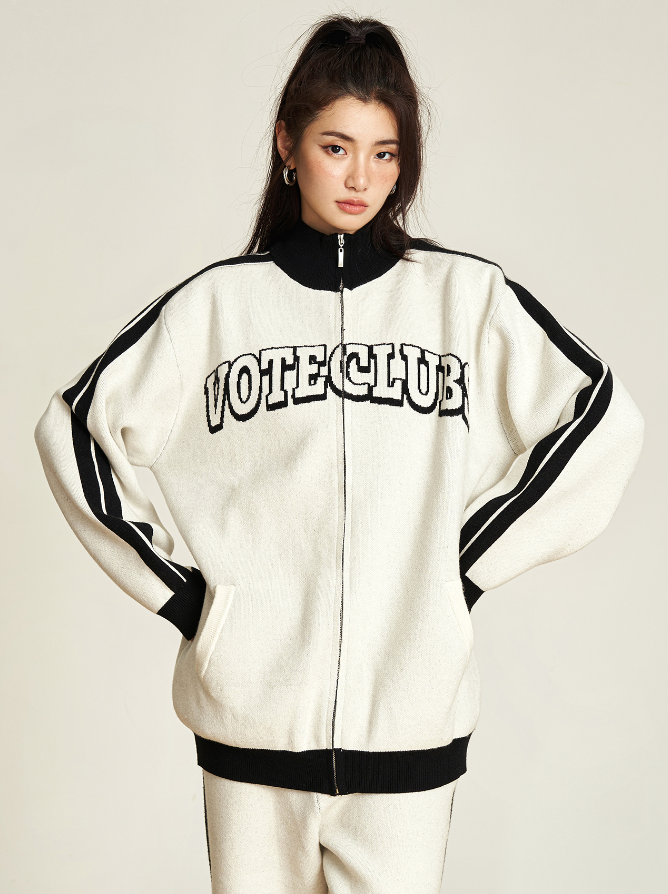 VOTE Clubs Zipper Knit Sweater