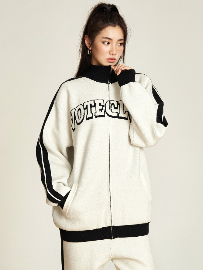 VOTE Clubs Zipper Knit Sweater