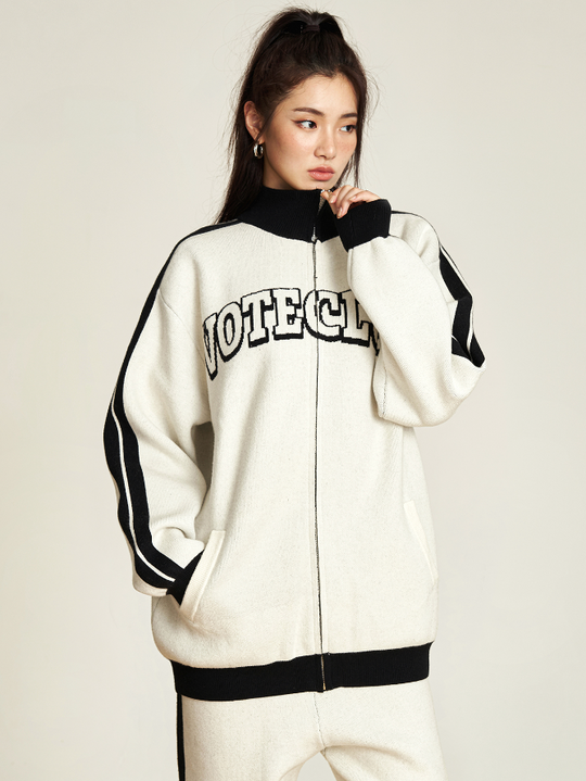 VOTE Clubs Zipper Knit Sweater