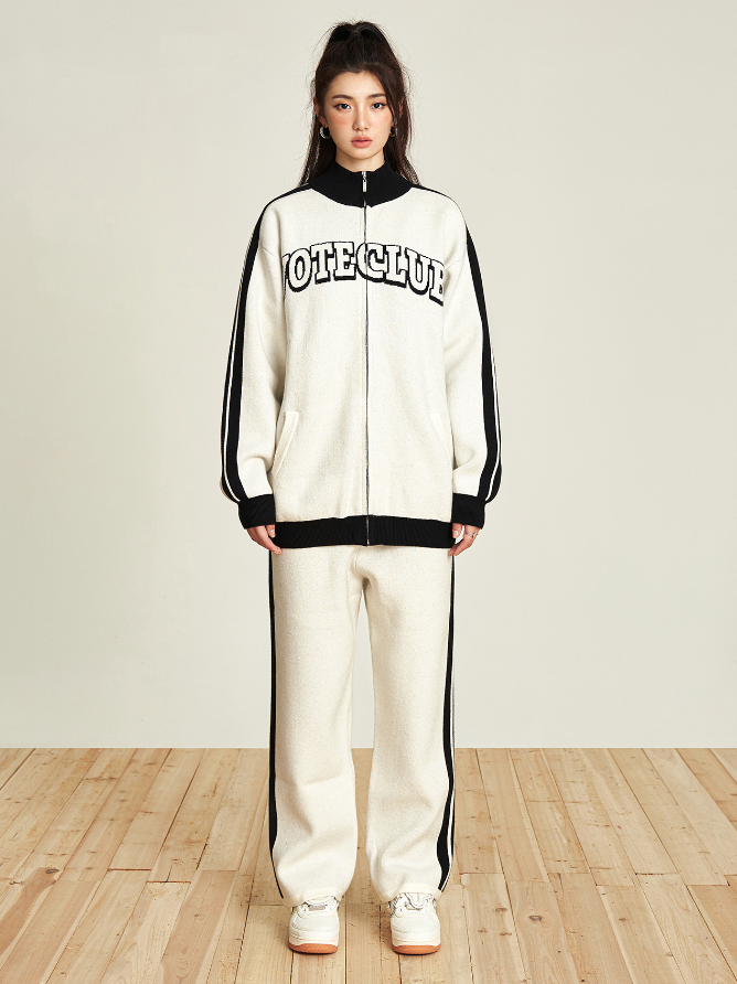 VOTE Clubs Zipper Knit Sweater