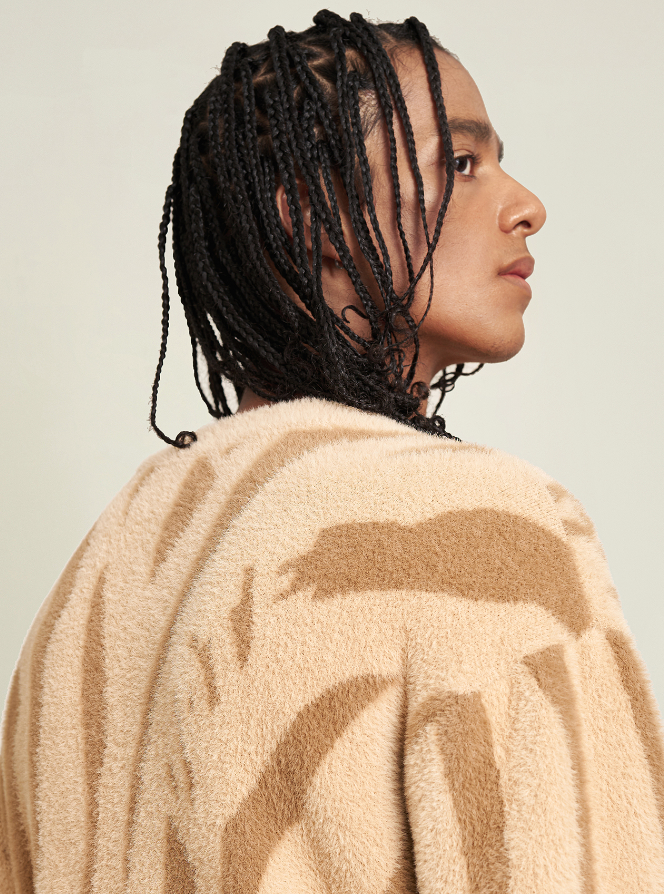 VOTE Tiger Print Knit Sweater Cardigan