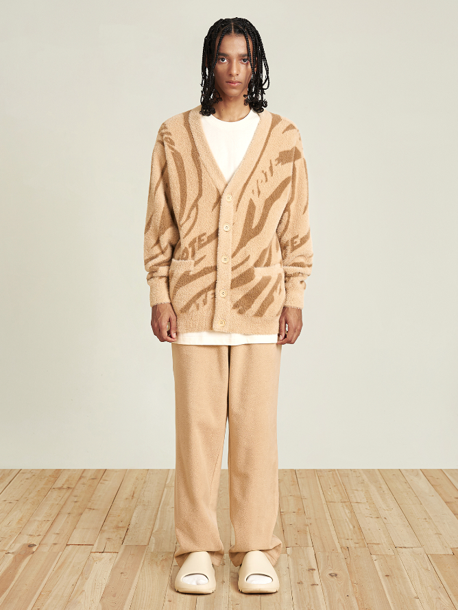 VOTE Tiger Print Knit Sweater Cardigan