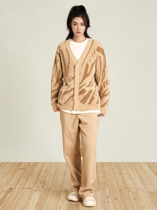 VOTE Tiger Print Knit Sweater Cardigan