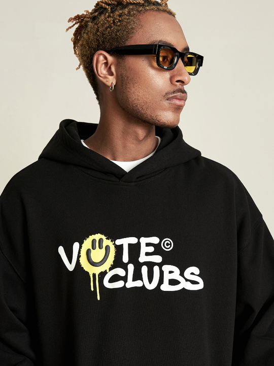 VOTE Contrast Color Smiley Hoodie