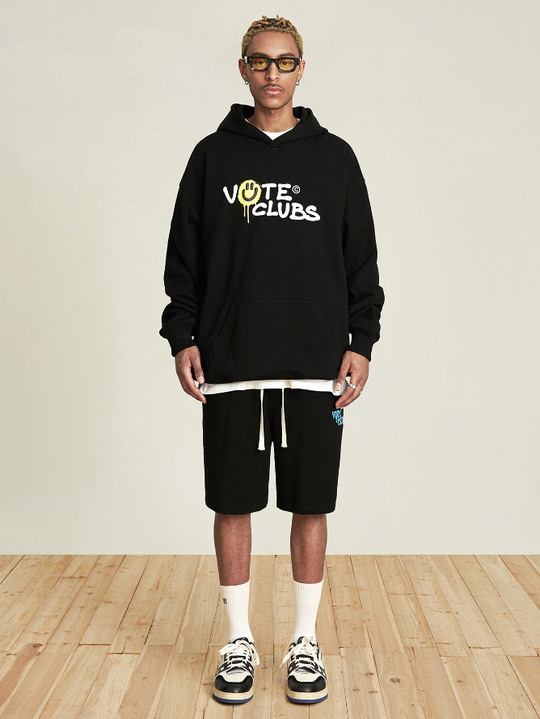 VOTE Contrast Color Smiley Hoodie