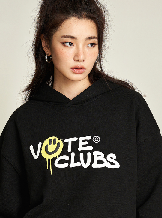 VOTE Contrast Color Smiley Hoodie