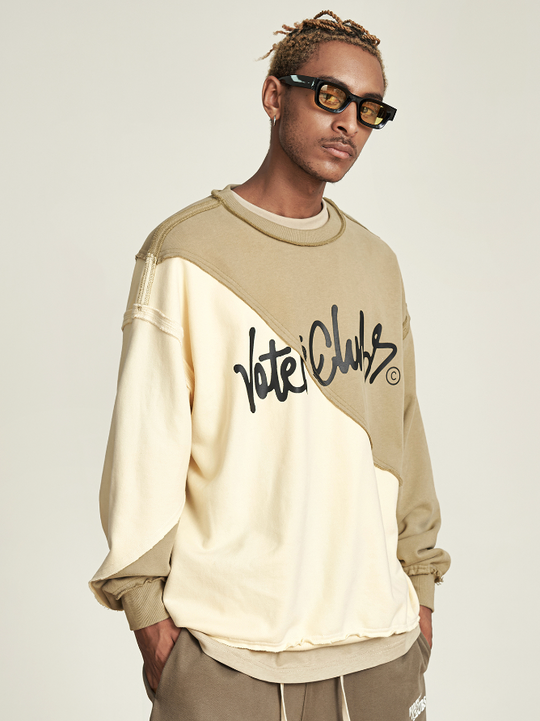 VOTE Spliced Raw Edge Sweatshirt