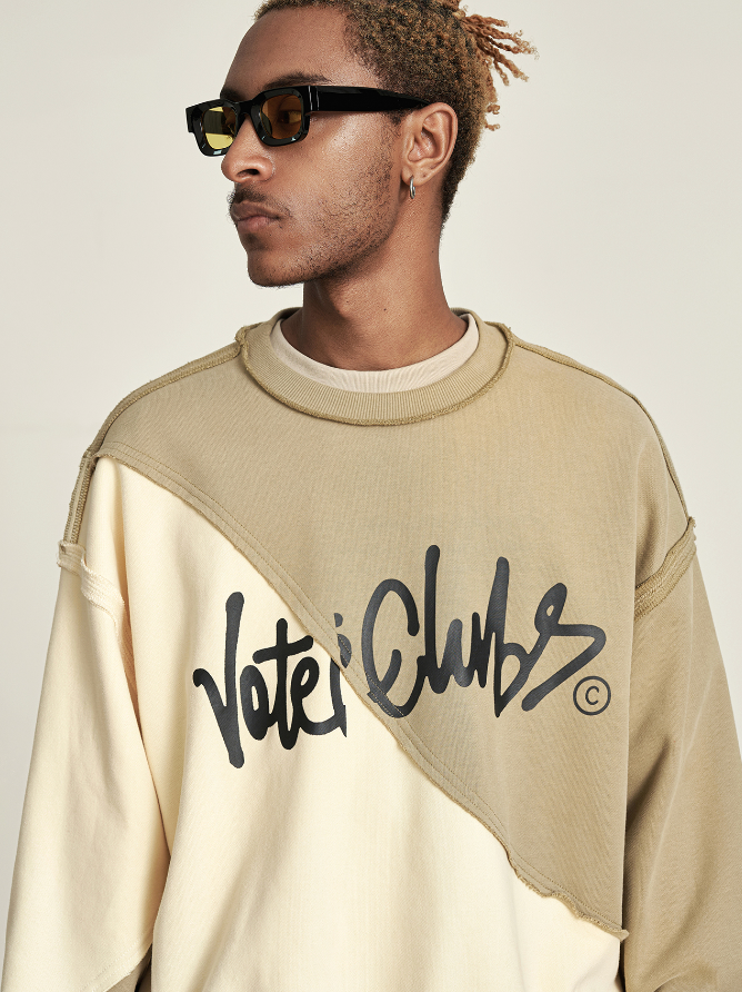 VOTE Spliced Raw Edge Sweatshirt