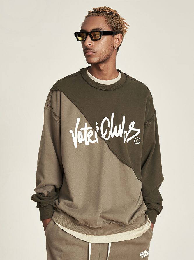 VOTE Spliced Raw Edge Sweatshirt