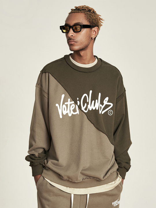 VOTE Spliced Raw Edge Sweatshirt