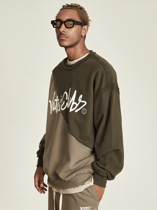 VOTE Spliced Raw Edge Sweatshirt