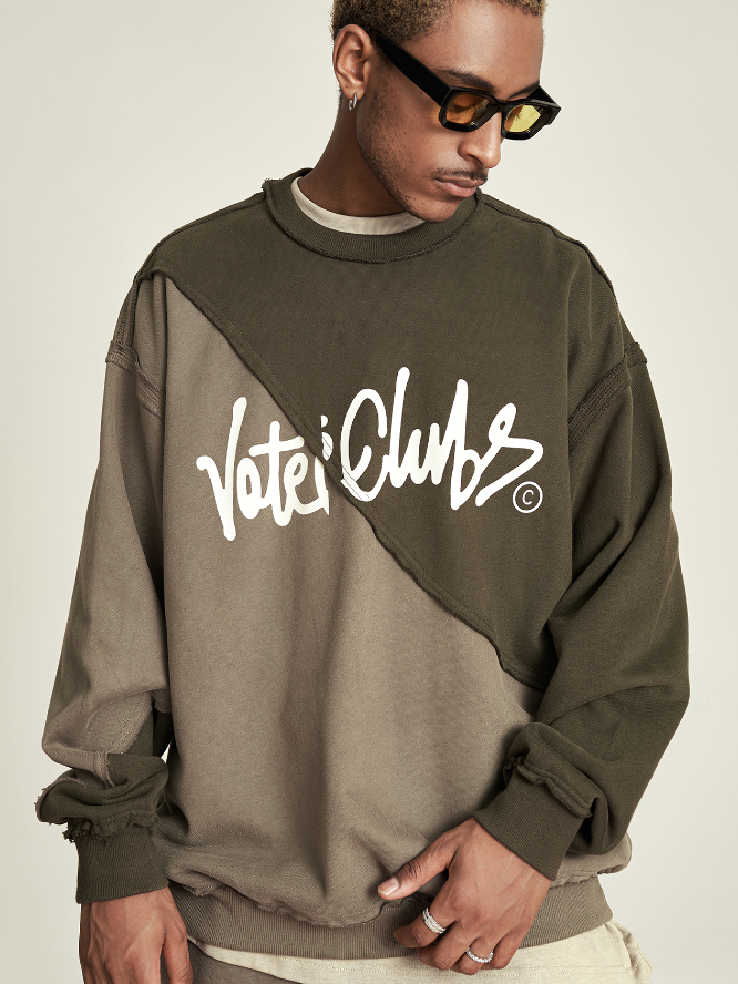 VOTE Spliced Raw Edge Sweatshirt