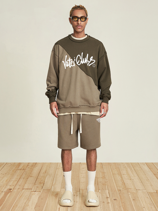 VOTE Spliced Raw Edge Sweatshirt