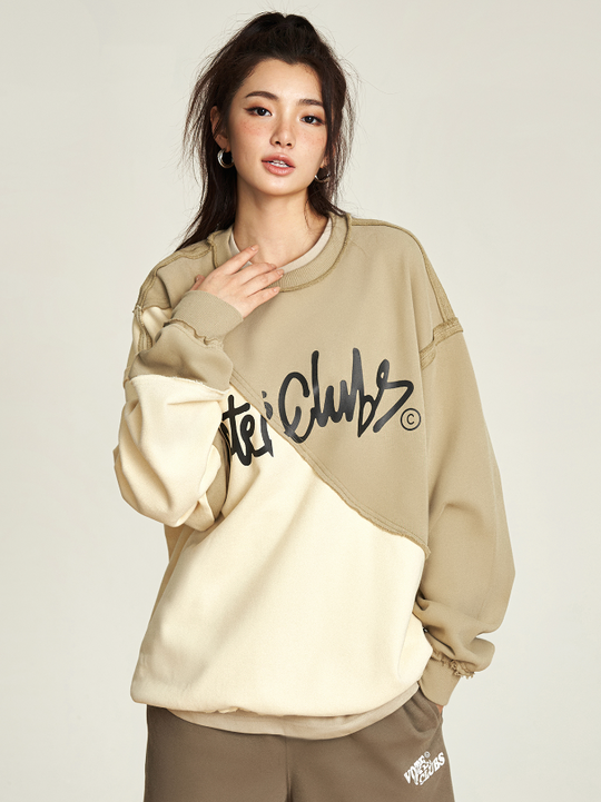 VOTE Spliced Raw Edge Sweatshirt