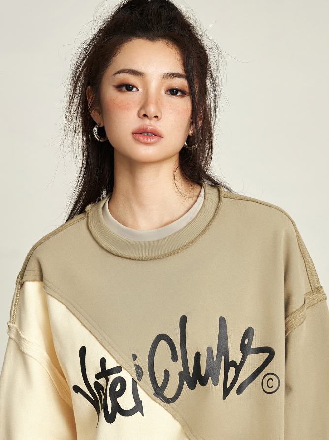 VOTE Spliced Raw Edge Sweatshirt