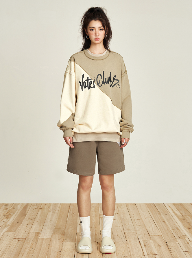 VOTE Spliced Raw Edge Sweatshirt