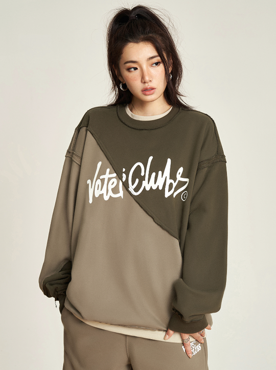 VOTE Spliced Raw Edge Sweatshirt