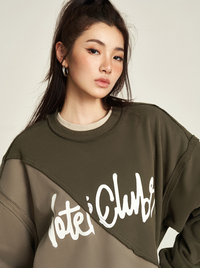VOTE Spliced Raw Edge Sweatshirt
