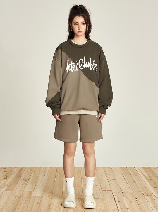 VOTE Spliced Raw Edge Sweatshirt