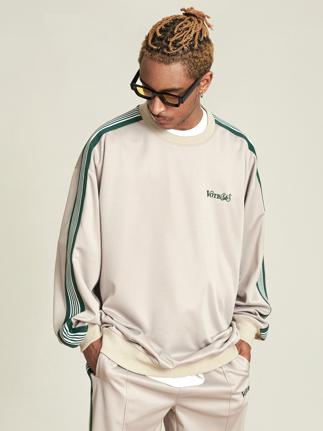 VOTE Striped Tracksuit Sweatshirt