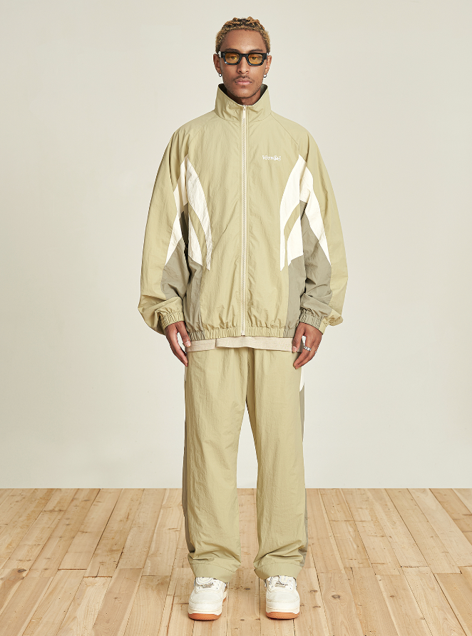 VOTE Contrast Color Stand Up Collar Pants