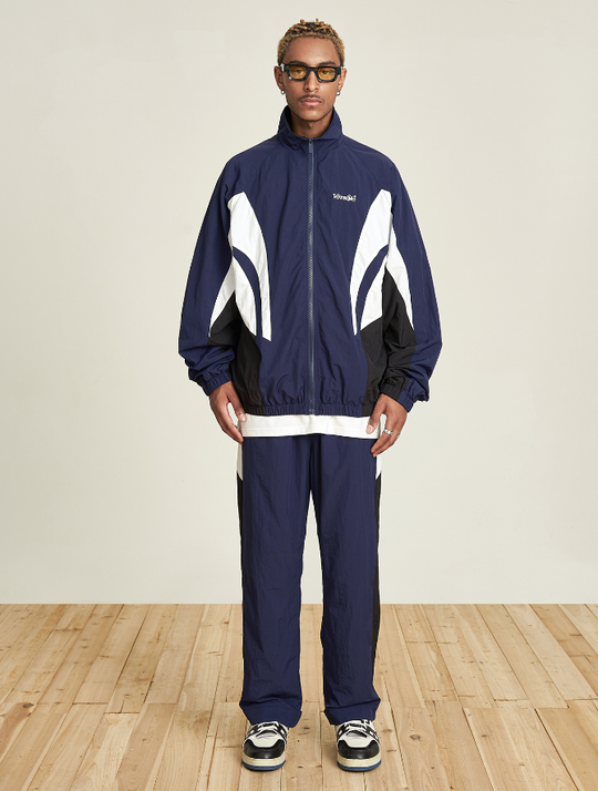 VOTE Contrast Color Stand Up Collar Pants