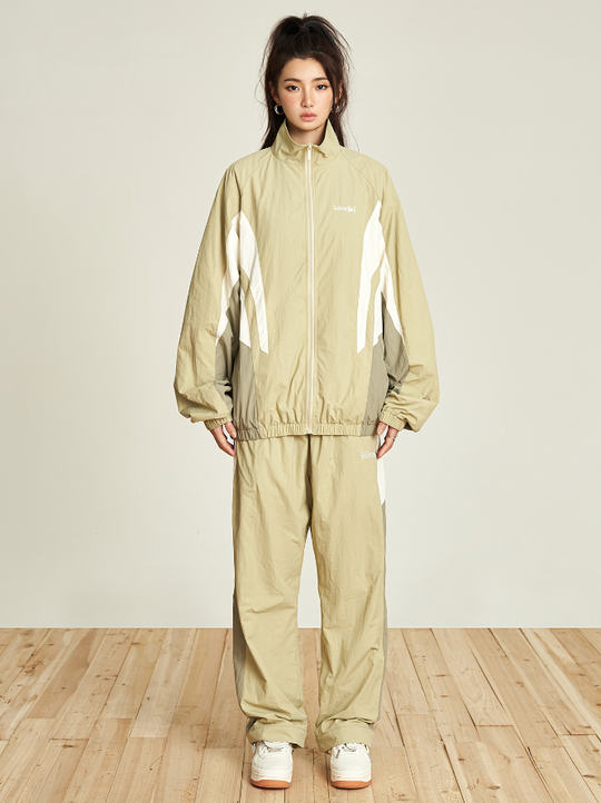 VOTE Contrast Color Stand Up Collar Pants