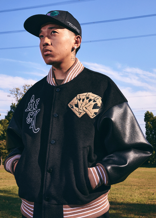 AFGK Dice Leather Varsity Jacket
