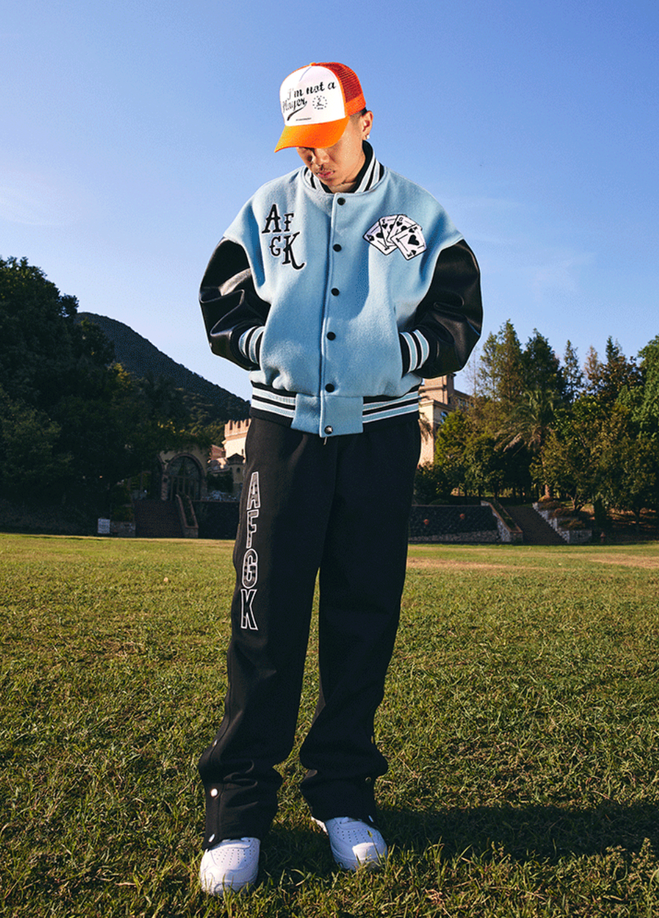 AFGK Dice Leather Varsity Jacket