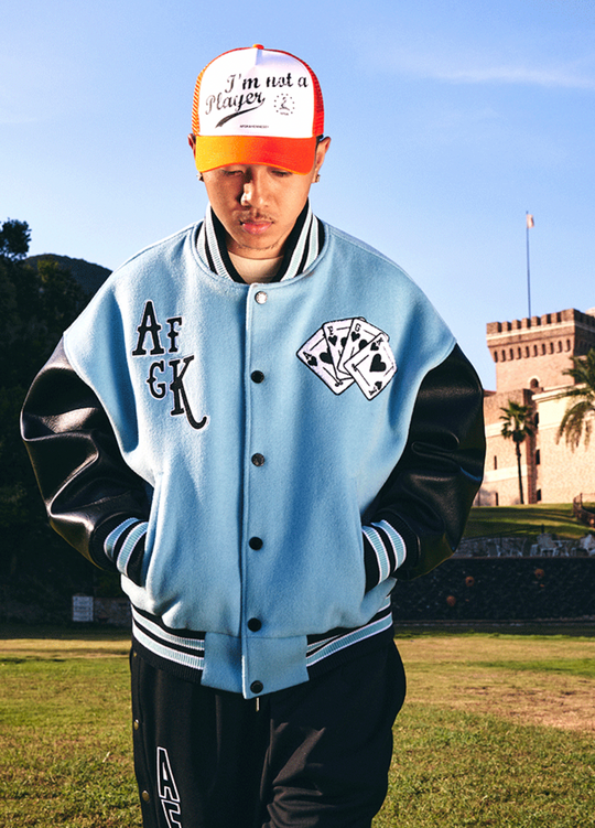 AFGK Dice Leather Varsity Jacket