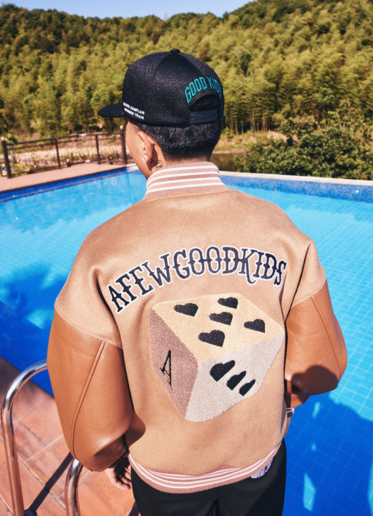 AFGK Dice Leather Varsity Jacket