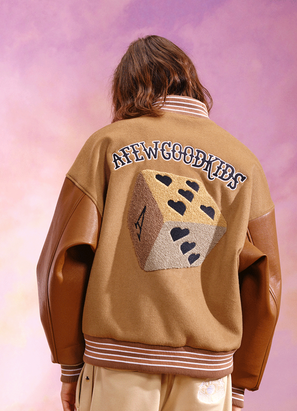 AFGK Dice Leather Varsity Jacket