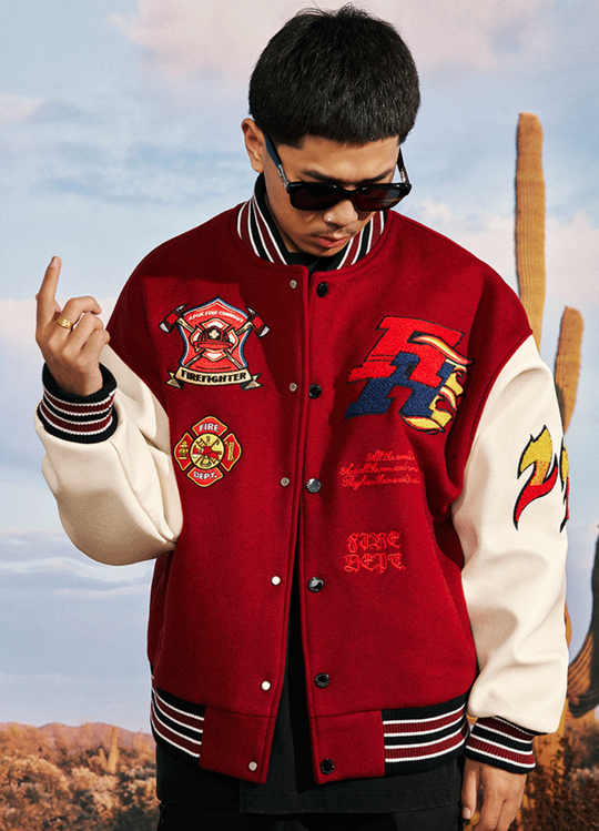 AFGK Flame Letters Varsity Jacket