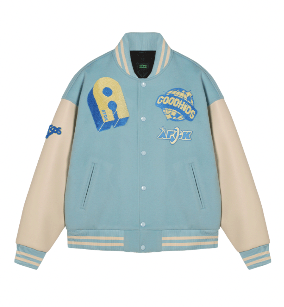 AFGK Embroidered Bear Varsity Jacket