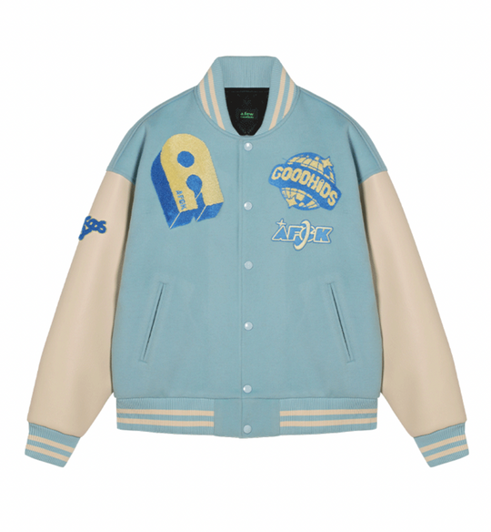 AFGK Embroidered Bear Varsity Jacket