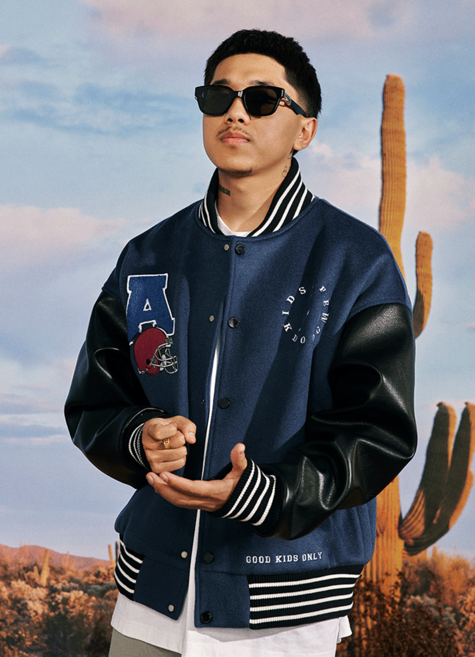 AFGK Bear Towel Embroidered Varsity Jacket