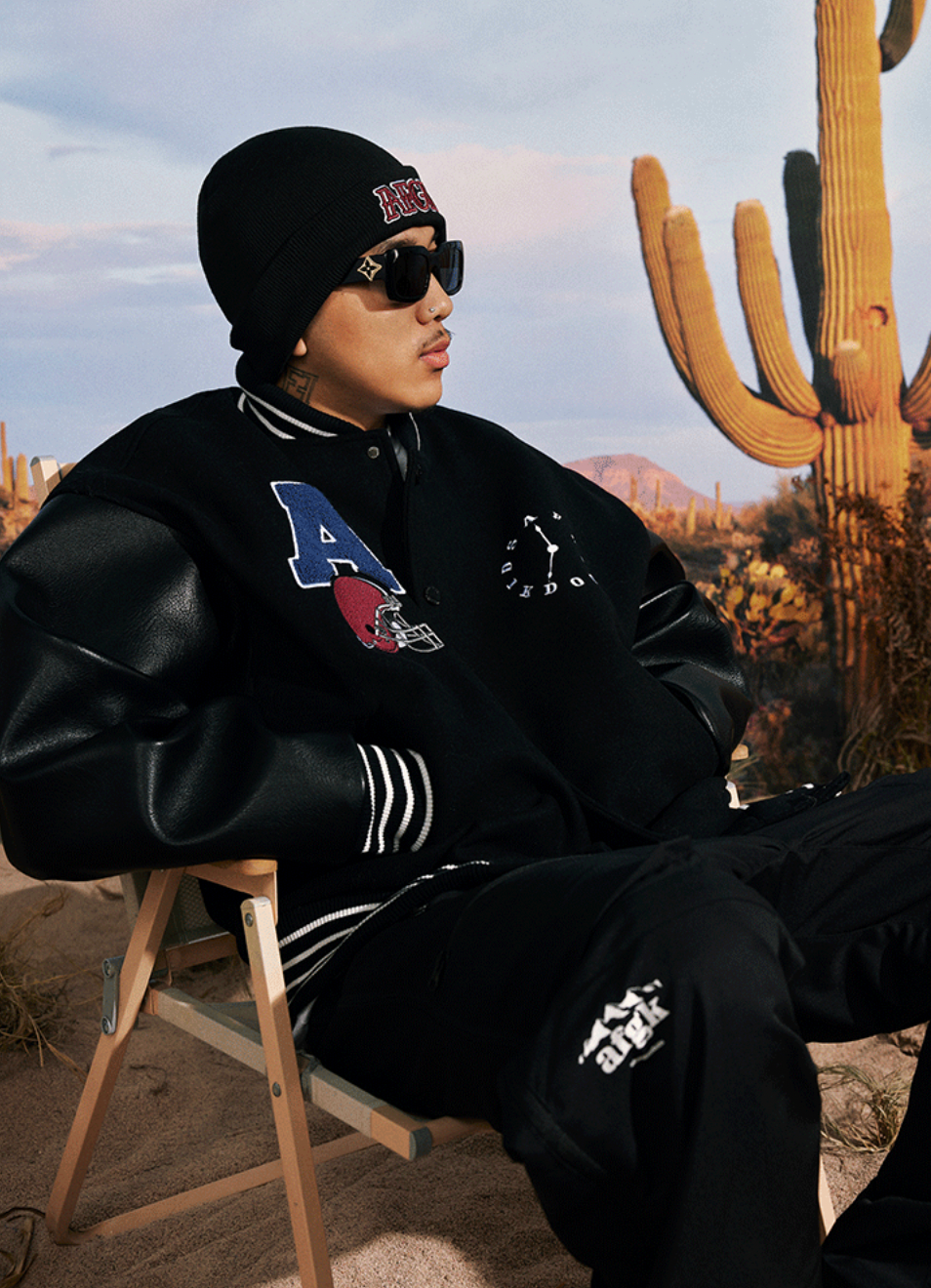 AFGK Bear Towel Embroidered Varsity Jacket