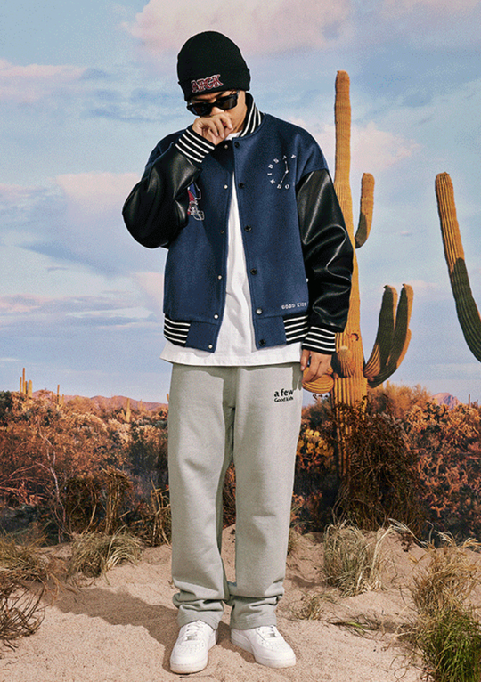 AFGK Bear Towel Embroidered Varsity Jacket