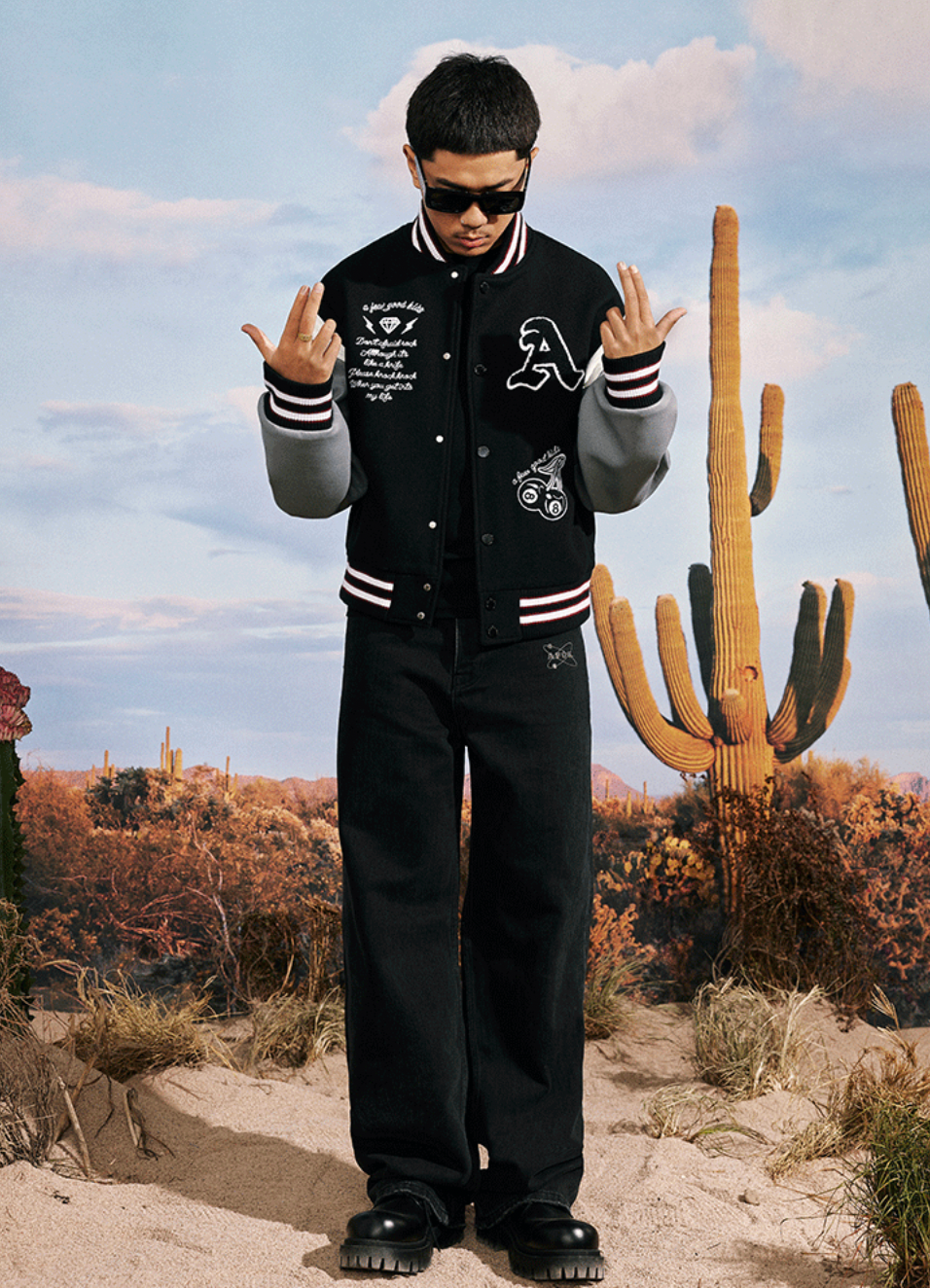 AFGK Statue Embroidered Varsity Jacket