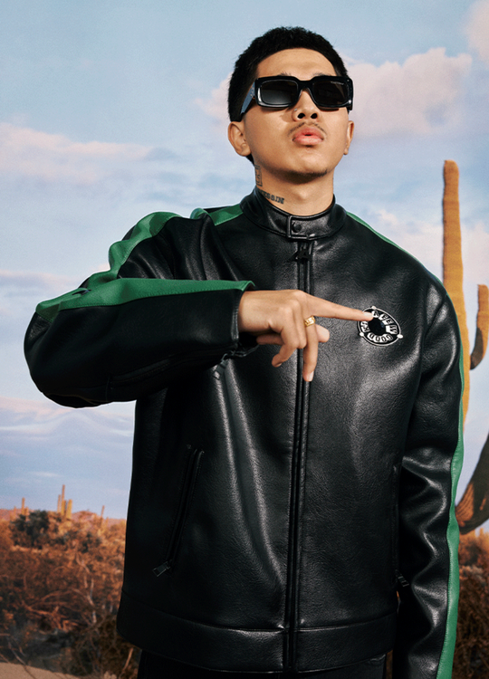 AFGK Color Blocking Leather Jacket