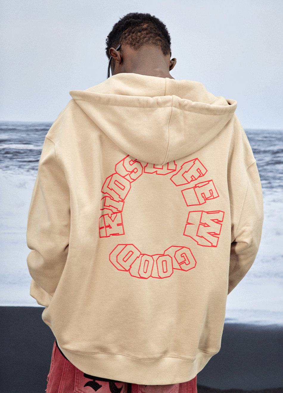 AFGK Zipper Letters Embroidered Hoodie