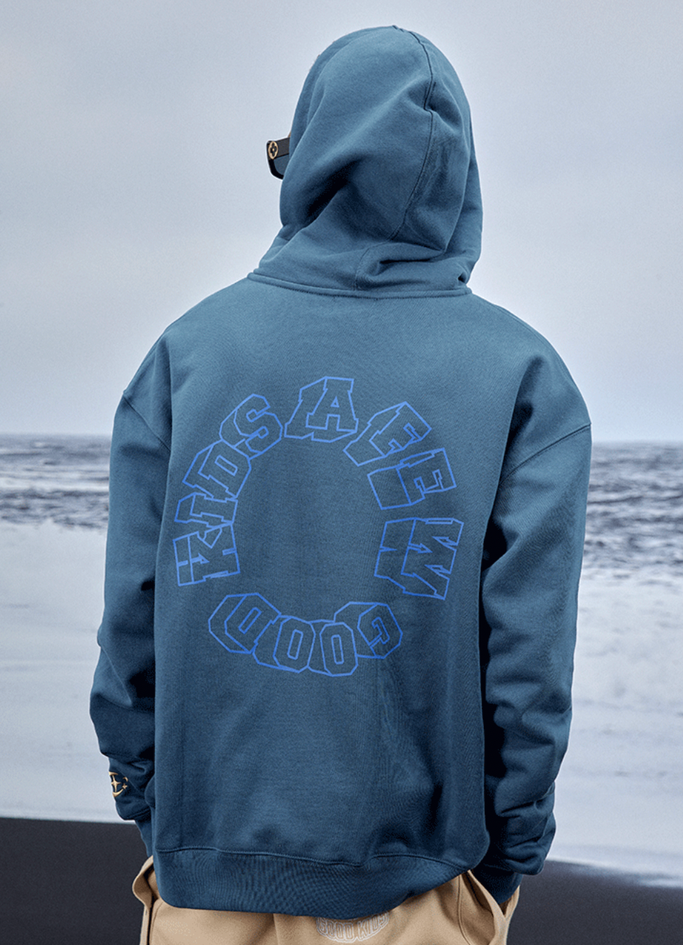 AFGK Zipper Letters Embroidered Hoodie