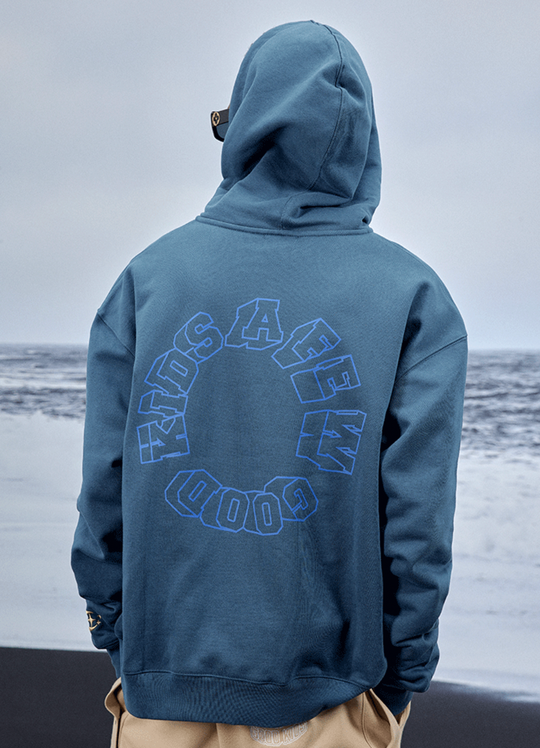 AFGK Zipper Letters Embroidered Hoodie