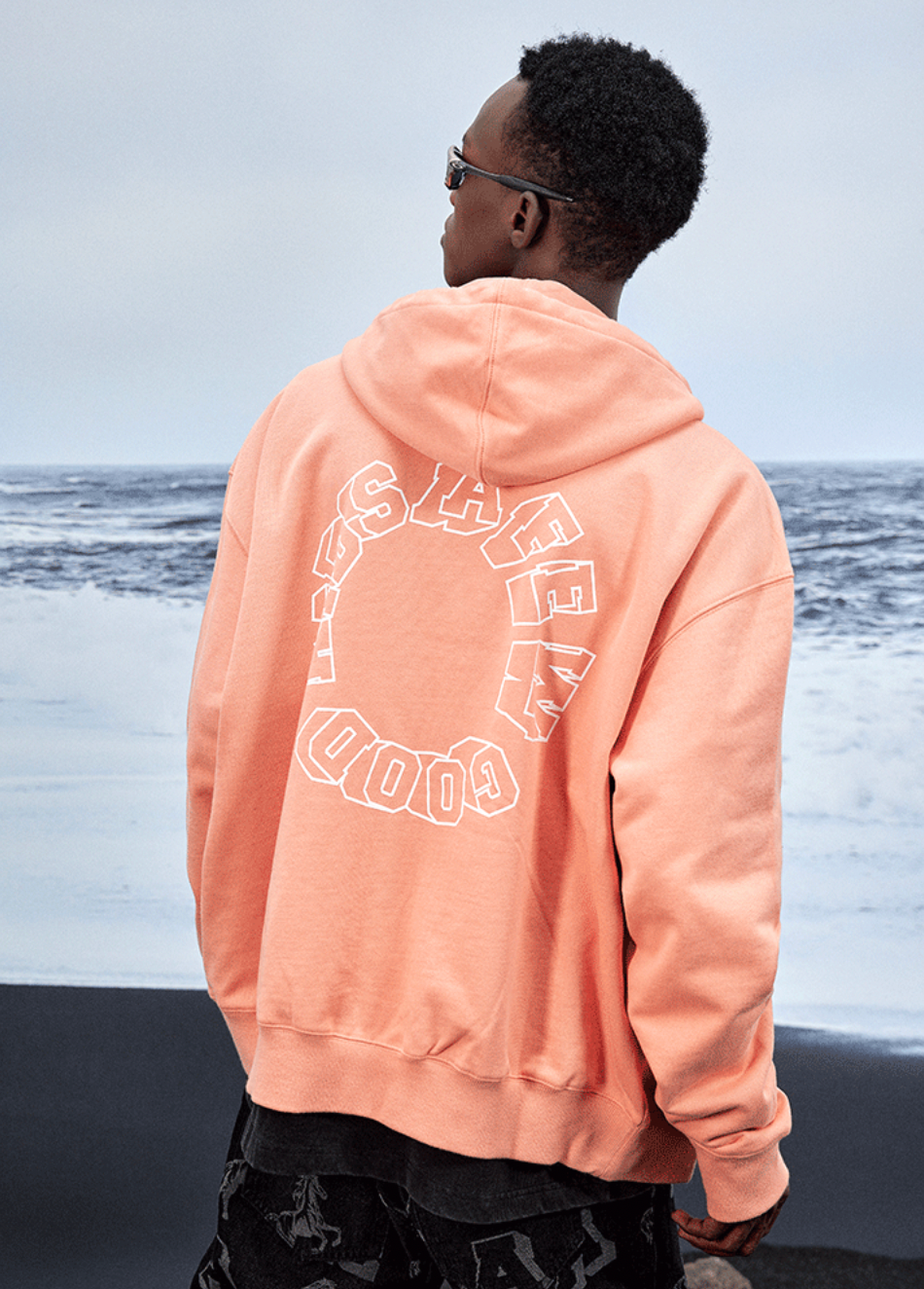 AFGK Zipper Letters Embroidered Hoodie