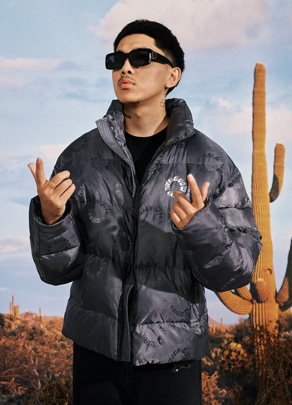 AFGK Full Printed LOGO Jacquard Down Jacket