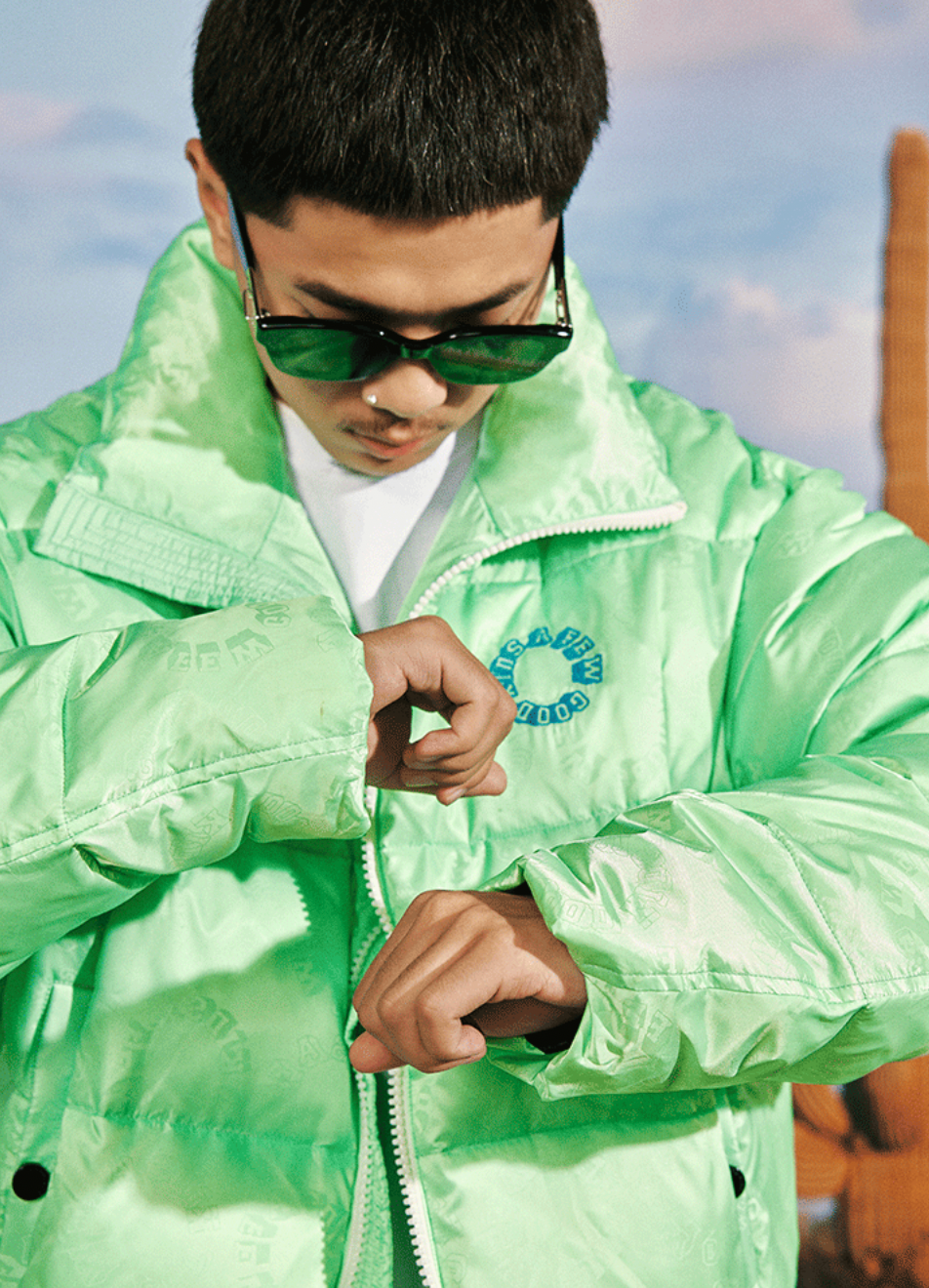 AFGK Full Printed LOGO Jacquard Down Jacket