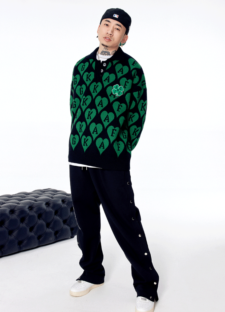 AFGK All-Over Print Logo Knit Sweater