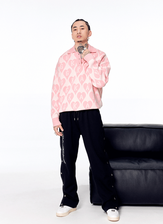 AFGK All-Over Print Logo Knit Sweater