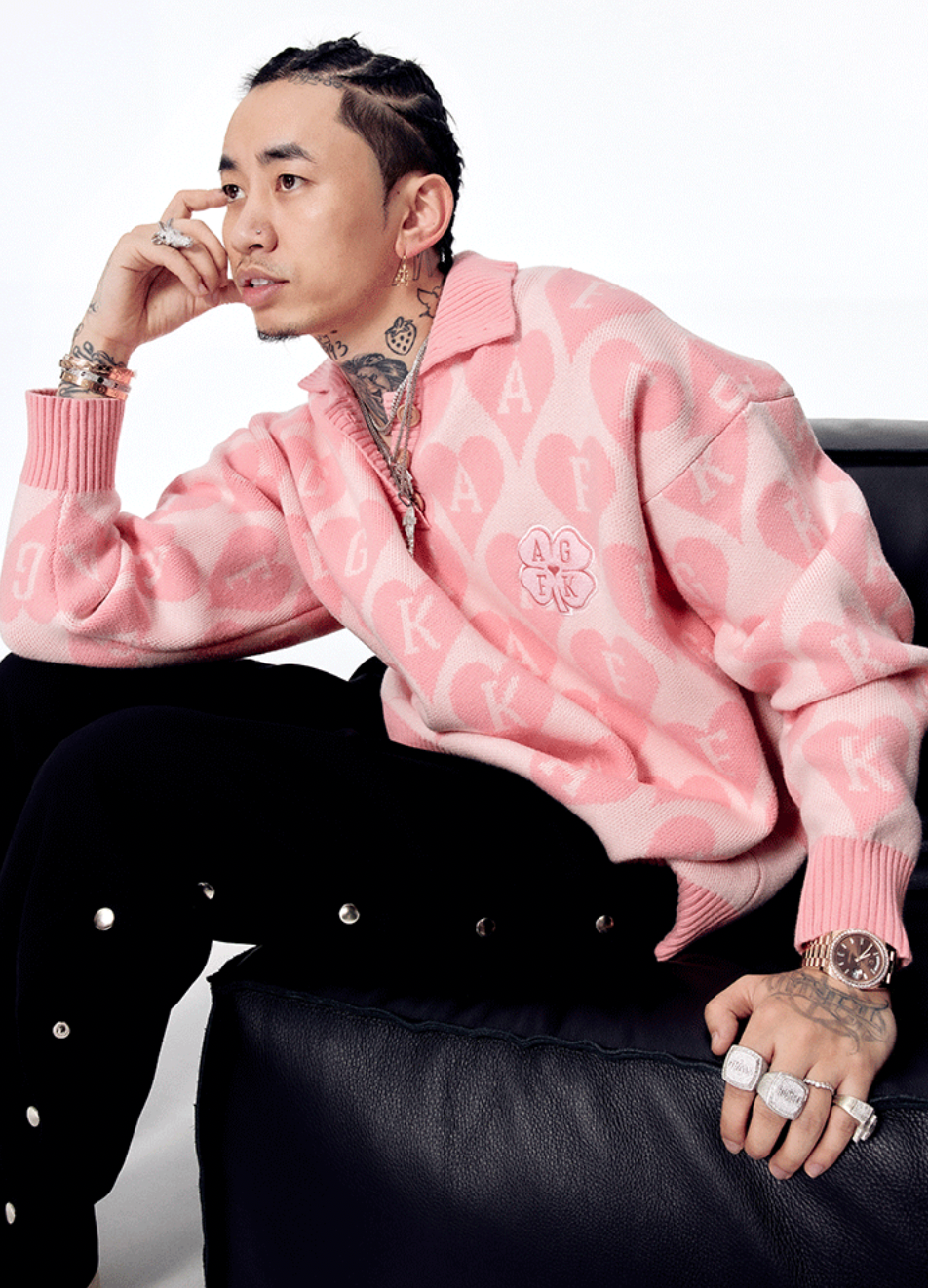 AFGK All-Over Print Logo Knit Sweater